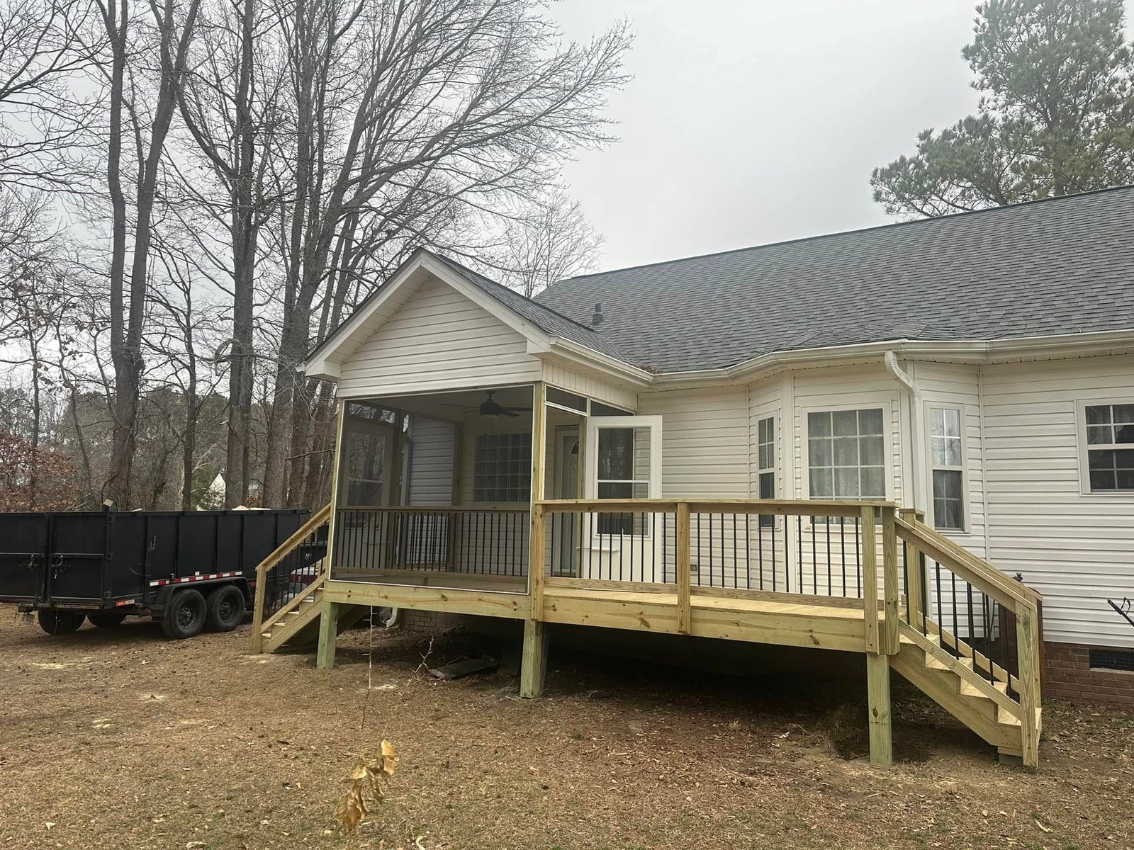 Finished front patio deck
