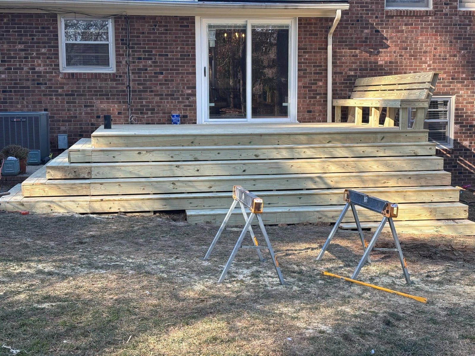 Front entry stairs, staged for construction