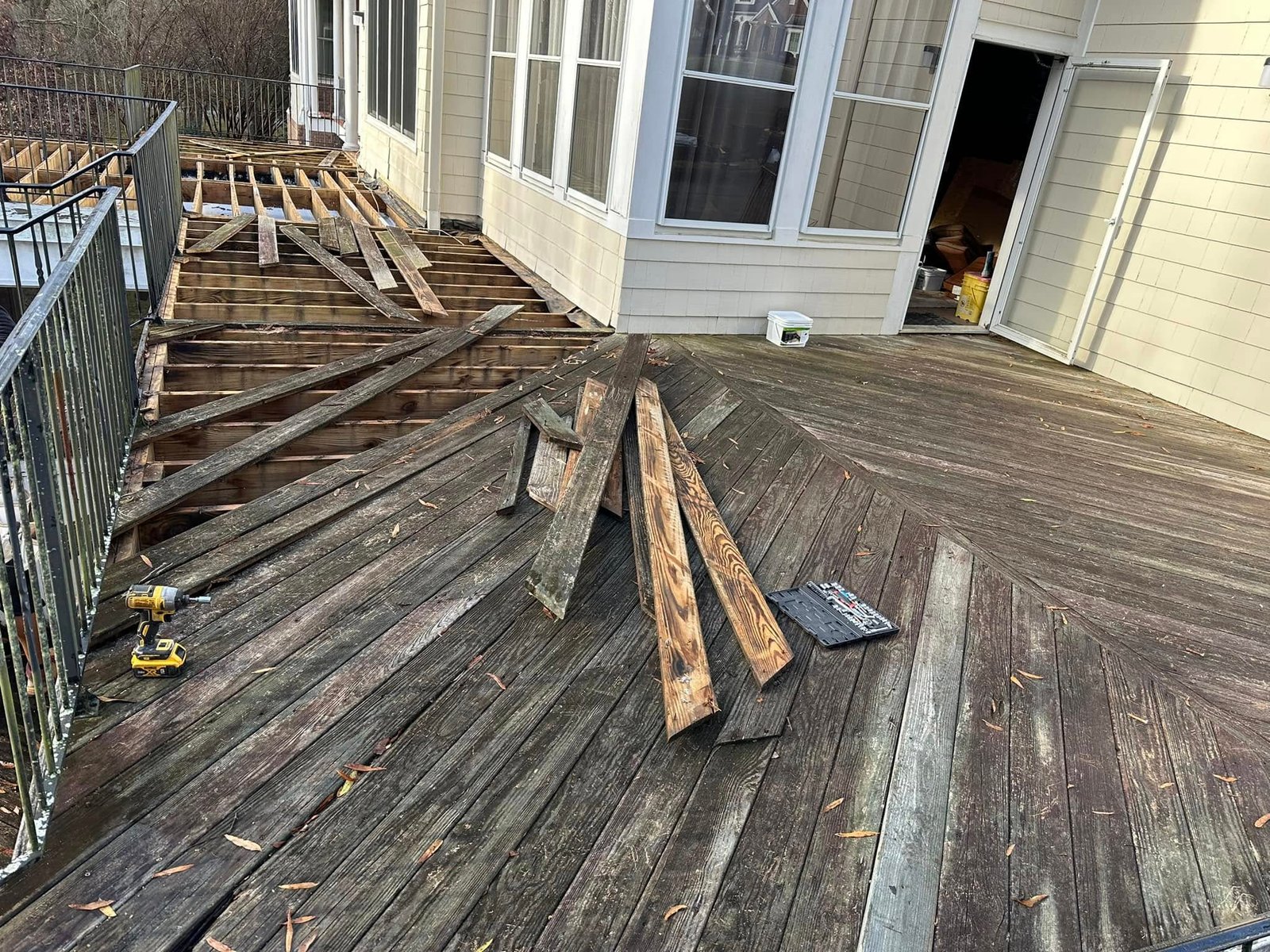 Old decking cleared away
