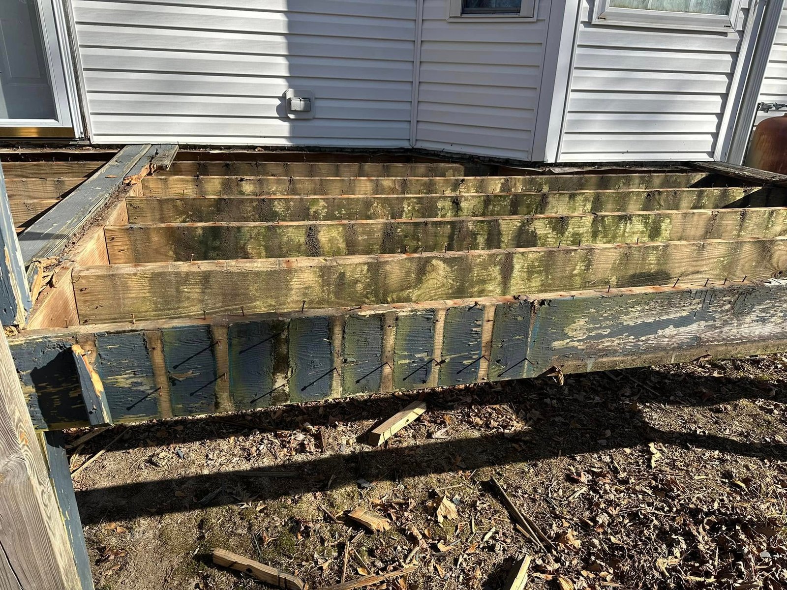 Composite decking being installed
